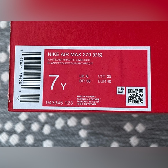 Nike Air Max 270 Big Kids Shoes White Lime green yellow Grey boys girls 7 7Y - Picture 7 of 14